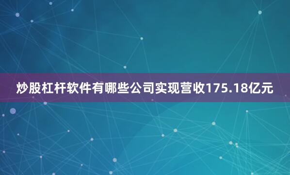 炒股杠杆软件有哪些公司实现营收175.18亿元